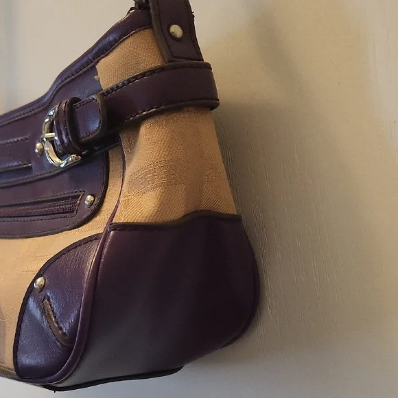 Etienne Aigner Purple and Tan East/West Shoulder Bag EUC - Picture 5 of 16